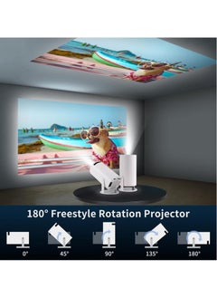 JAJEEK Mini Projector, Portable 4K/200 Projector with 2.4/5G WiFi & Bluetooth, Auto Keystone Correction, 40"-130" Screen, 180° Flip, Compact Round Design Movie Projector (White) for Home, Outdoor, Office, and Entertainment  - Image 3