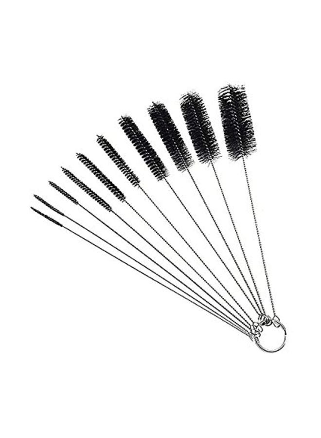 NIBEMINENT 10-Piece Nylon Tube Brush Pipe Black 8.3x2x2inch - Image 3