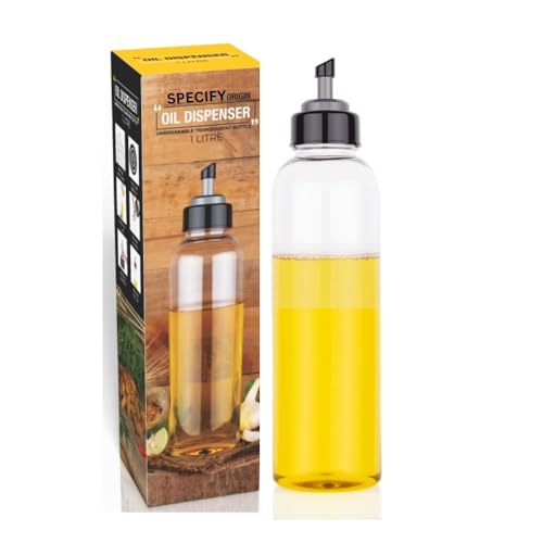 SPECIFY Eze Flow 1000 ml Oil Dispenser and Pourer with Measurement, Cooking Oil Dispenser Bottle, Leakproof, Spill Proof, Big Bottleneck Easy Refill Kitchen Accessories item (1 litre, Set 1) - Image 1