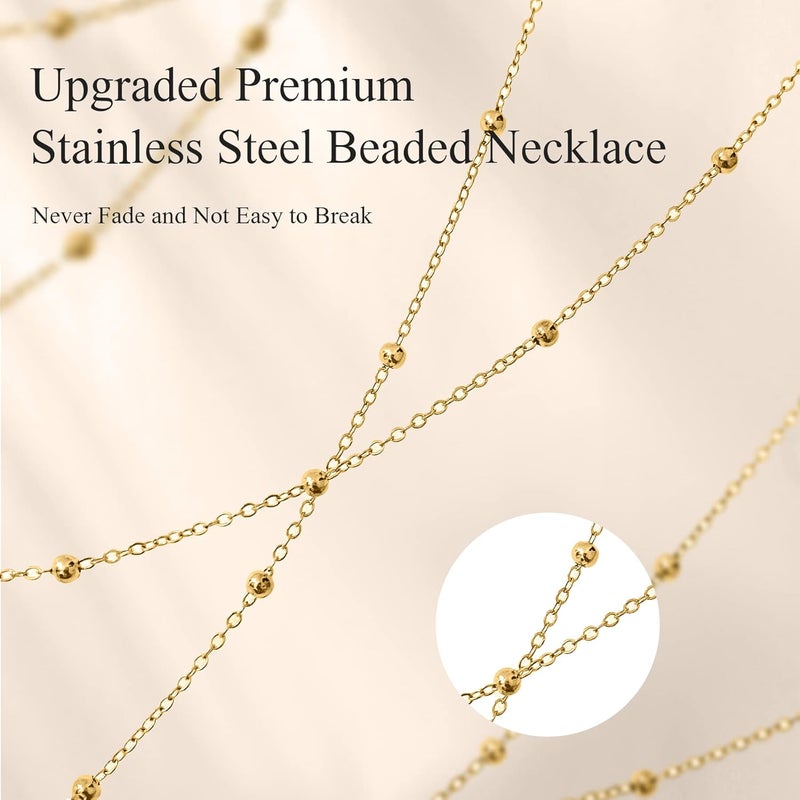 KASTWAVE Retractable Badge Reel Lanyard With Id Holders, 2 Piece Lanyards For Id Badges With 4 Badge Holders Beaded Chain Premium Stainless Steel Lanyard Necklace For Women - Image 5