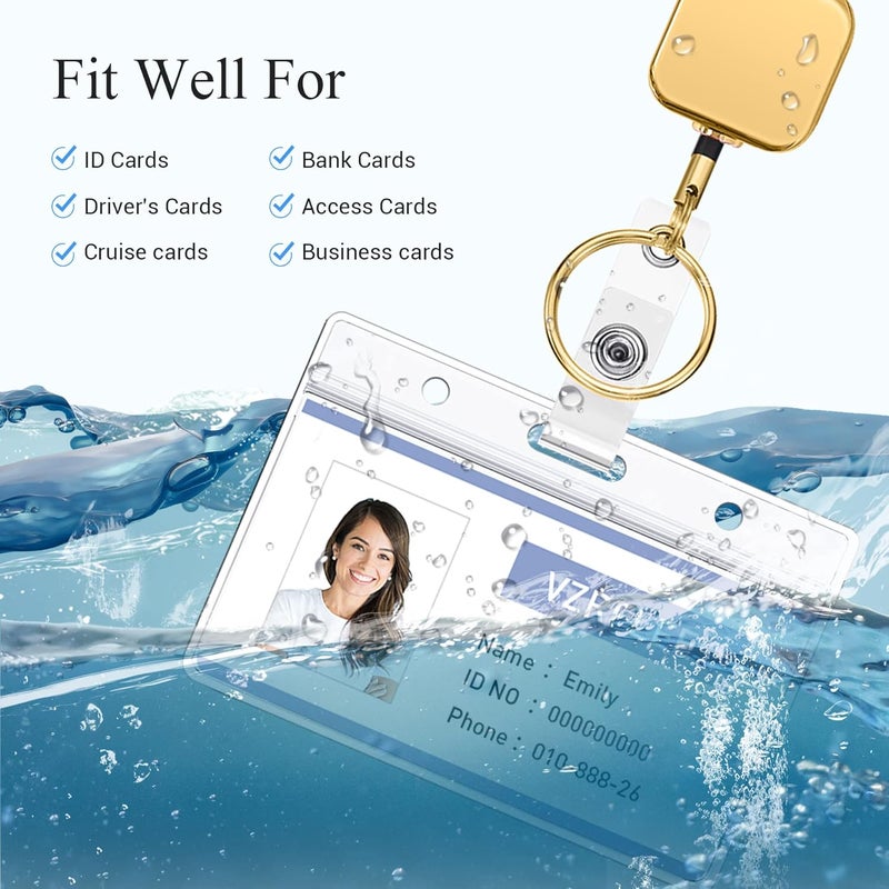 KASTWAVE Retractable Badge Reel Lanyard With Id Holders, 2 Piece Lanyards For Id Badges With 4 Badge Holders Beaded Chain Premium Stainless Steel Lanyard Necklace For Women - Image 2