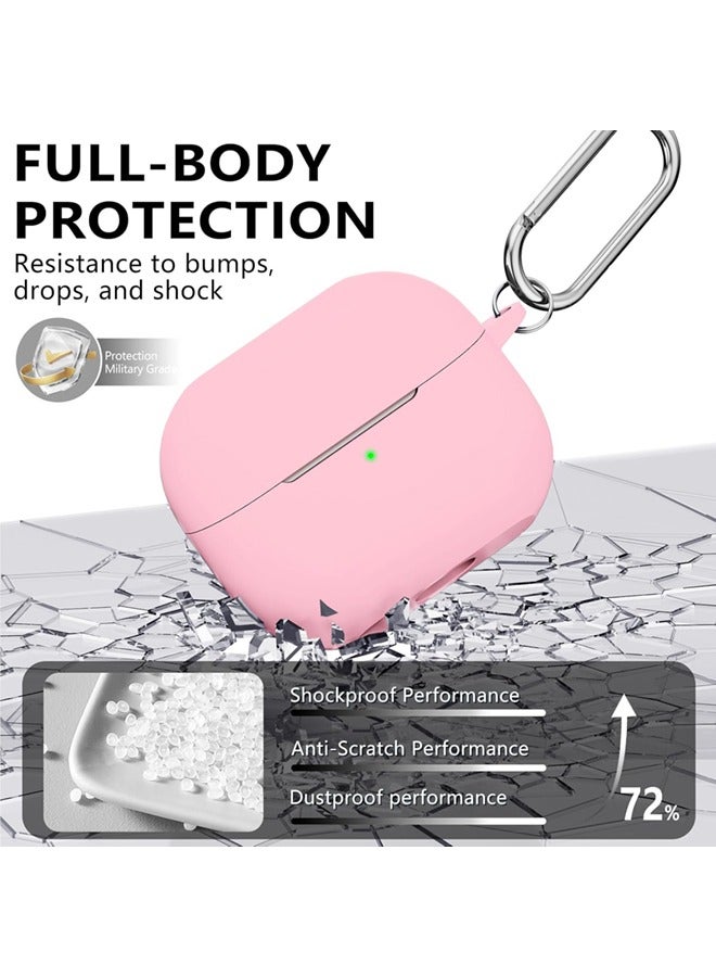 SJet Samsung Galaxy Buds 3 & Pro Case Cover with Cleaner Kit, Soft Silicone Case with Carabiner(Pink) - Image 3
