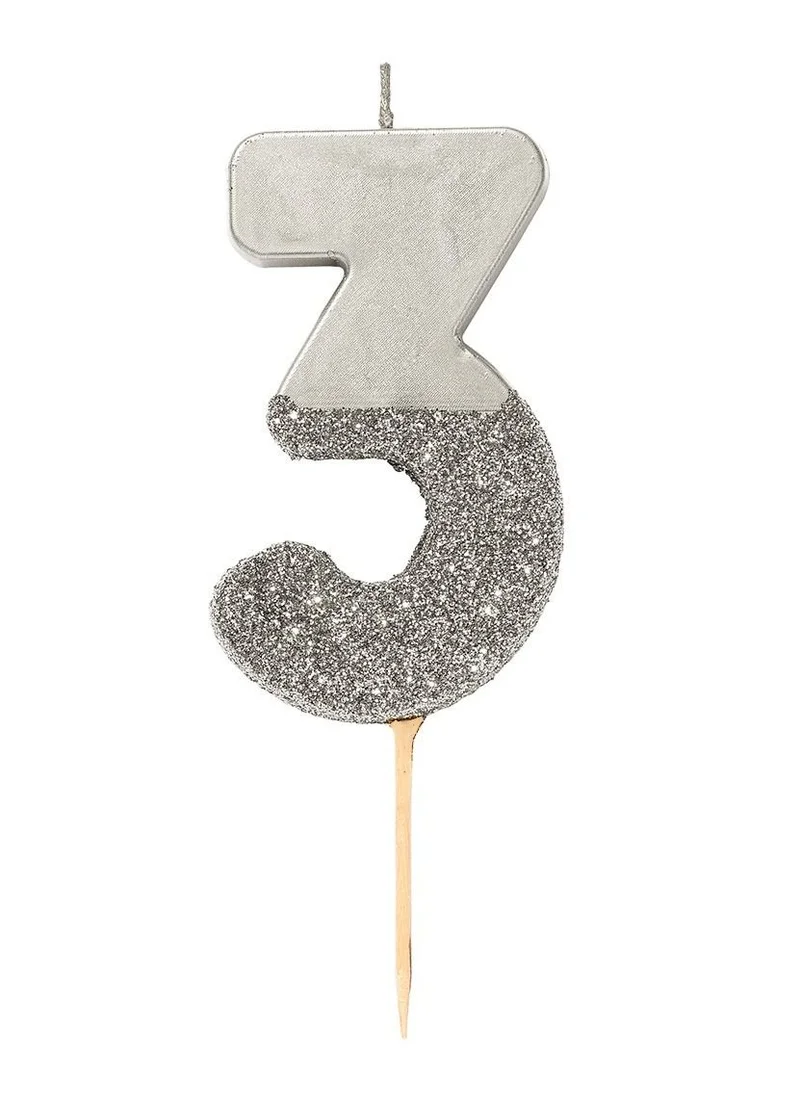 Talking Tables Birthday Candle Number 3 Silver