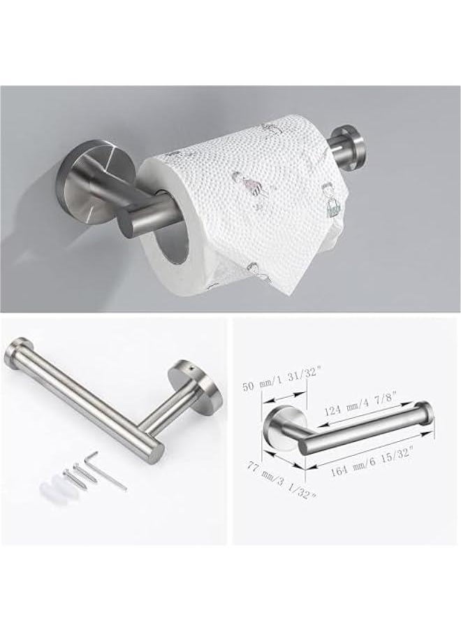 HOOKOR Durku Bathroom Hardware Set,4 Piece Stainless Steel Bathroom Hardware Set Include Hand Towel Ring, Toilet Paper Holder,and 2 Robe Towel Hooks,Bathroom Hardware Accessories Set (Silver)  - Image 3