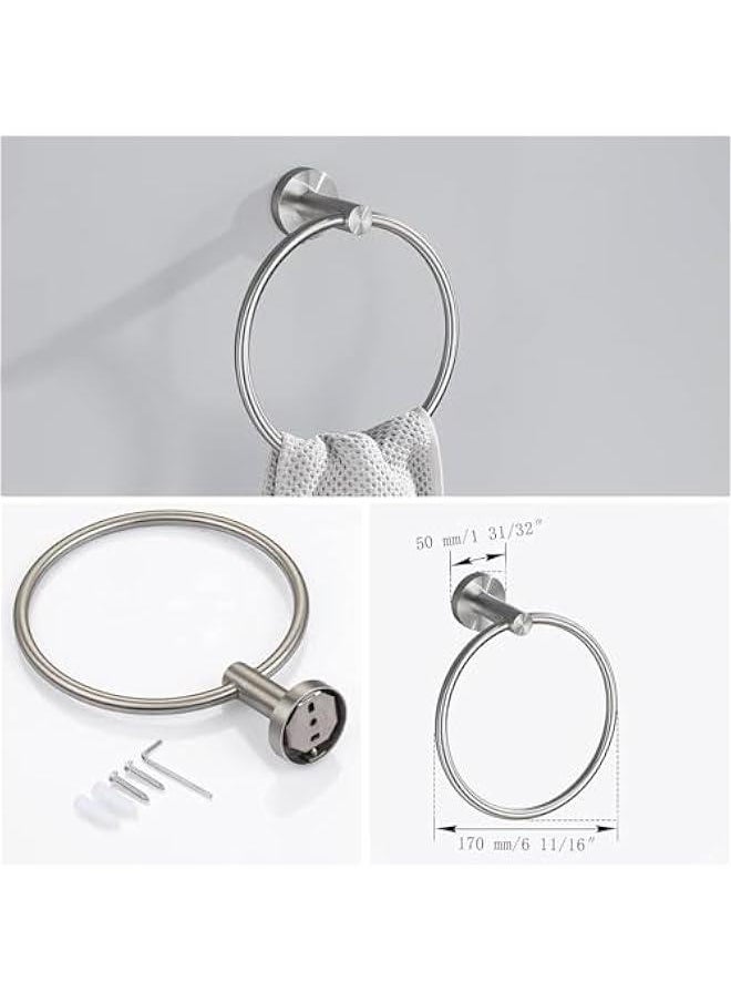 HOOKOR Durku Bathroom Hardware Set,4 Piece Stainless Steel Bathroom Hardware Set Include Hand Towel Ring, Toilet Paper Holder,and 2 Robe Towel Hooks,Bathroom Hardware Accessories Set (Silver)  - Image 4
