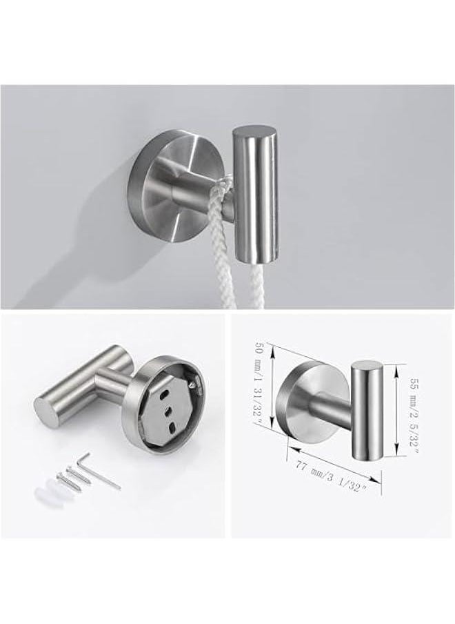 HOOKOR Durku Bathroom Hardware Set,4 Piece Stainless Steel Bathroom Hardware Set Include Hand Towel Ring, Toilet Paper Holder,and 2 Robe Towel Hooks,Bathroom Hardware Accessories Set (Silver)  - Image 5