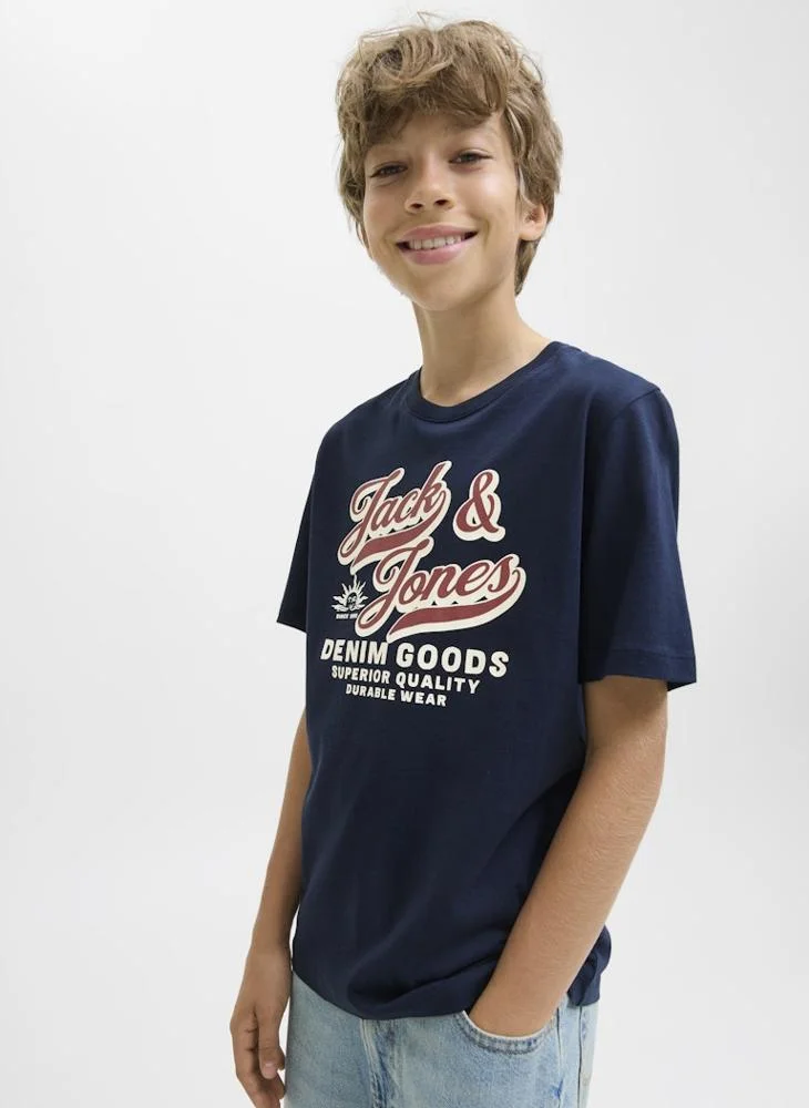 Jack & Jones Junior Kids 2 Pack Log Crew Neck T-Shirt