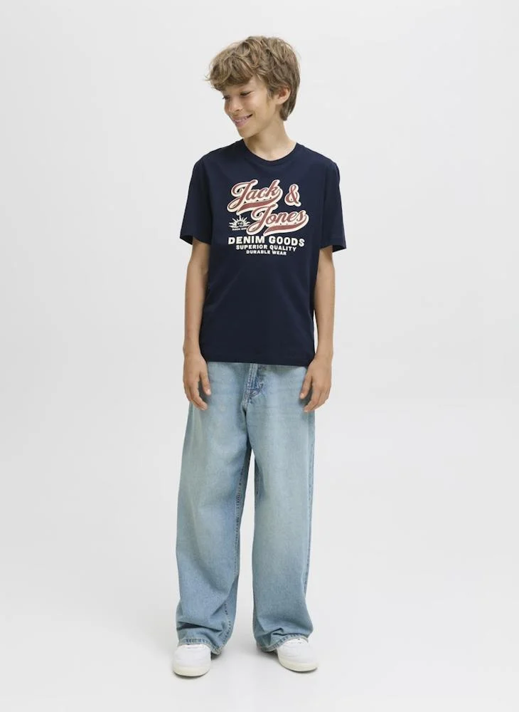 Jack & Jones Junior Kids 2 Pack Log Crew Neck T-Shirt