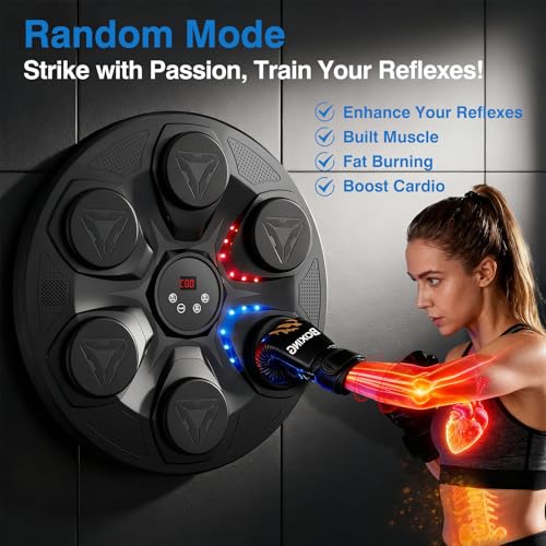 Hlthair Upgrade Music Boxing Machine For Adults Kids, Interactive Music Punching Machine with Gloves 12 Modes 12 Speeds, Wall Mounted Electronic Boxing Punching Pad with Wireless Connection LED Display - Image 4