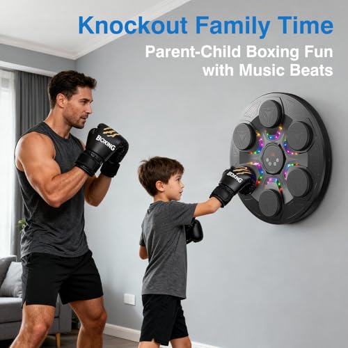 Hlthair Upgrade Music Boxing Machine For Adults Kids, Interactive Music Punching Machine with Gloves 12 Modes 12 Speeds, Wall Mounted Electronic Boxing Punching Pad with Wireless Connection LED Display - Image 3