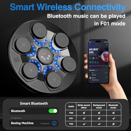 Hlthair Upgrade Music Boxing Machine For Adults Kids, Interactive Music Punching Machine with Gloves 12 Modes 12 Speeds, Wall Mounted Electronic Boxing Punching Pad with Wireless Connection LED Display - Image 5