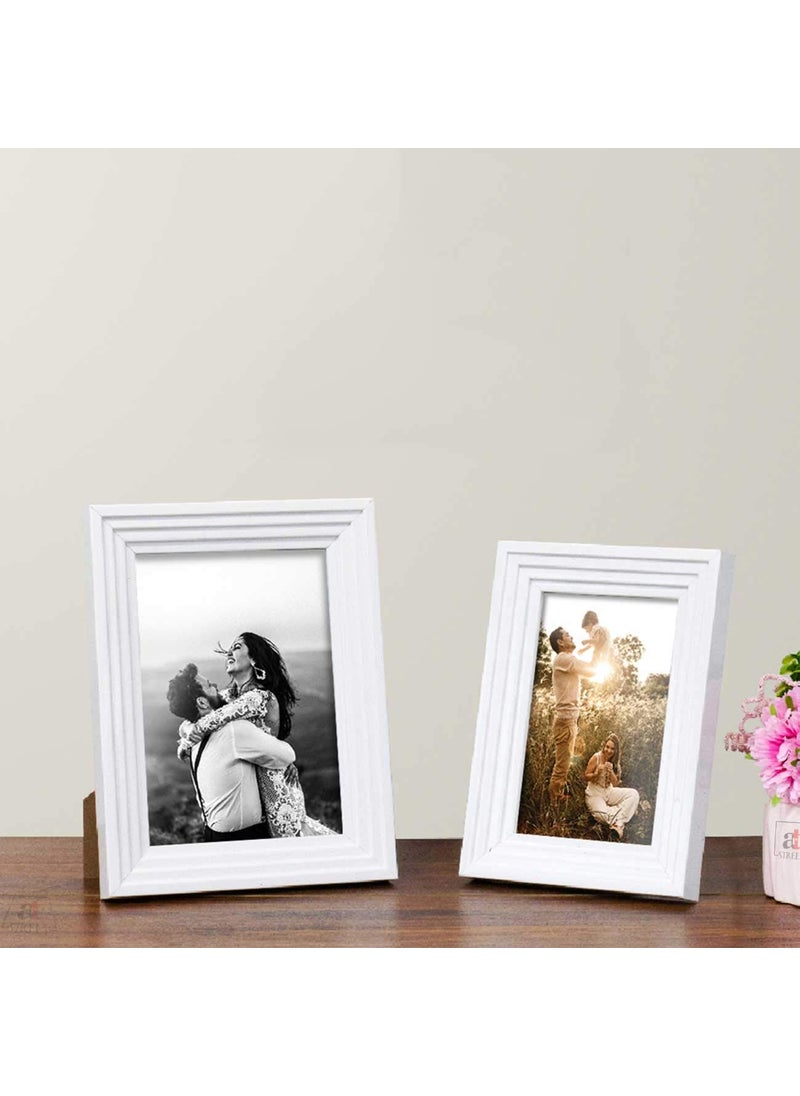 Art Street Art Street Table Photo Frame/Picture Frame for Desk (Photo Size 5"X7" & 4"X6") Photo Gift/Love Gift - (Set of 2- White)  - Image 1