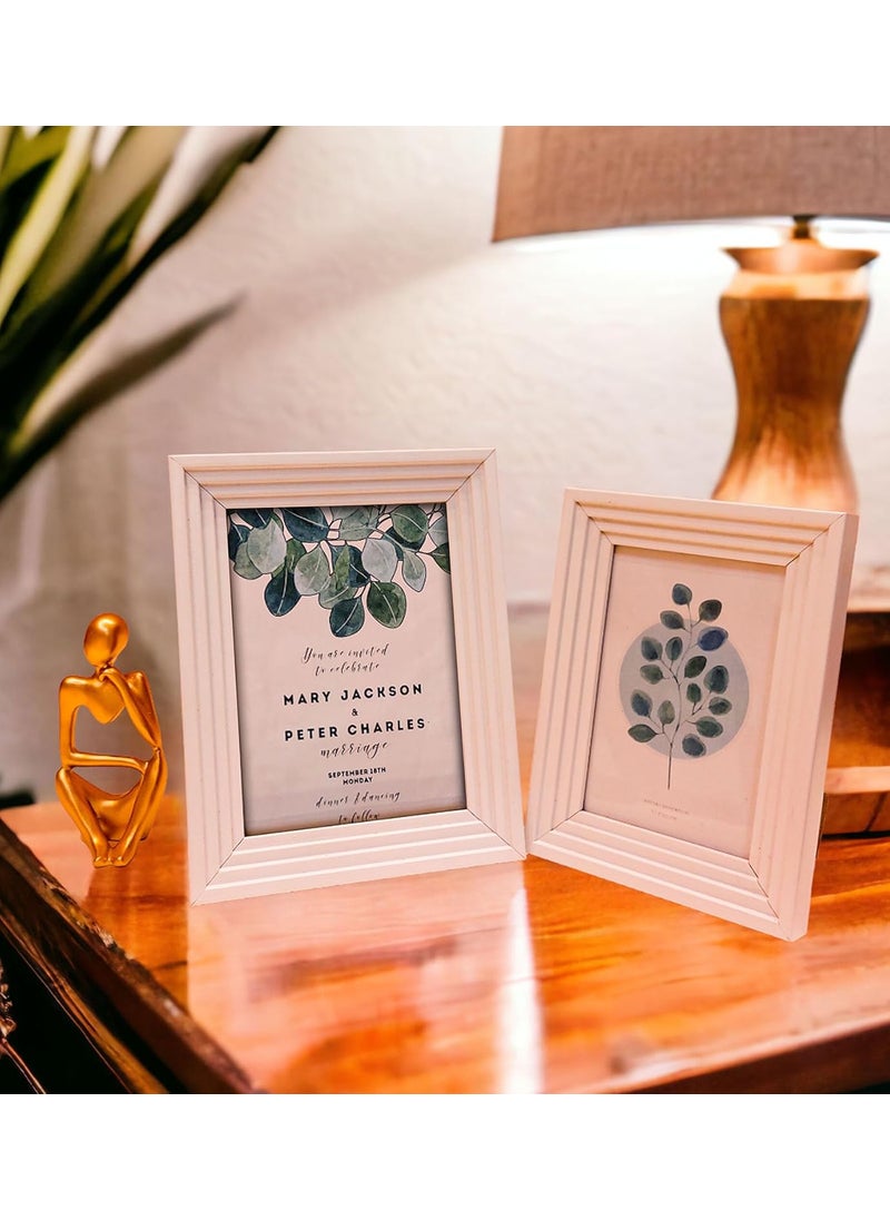 Art Street Art Street Table Photo Frame/Picture Frame for Desk (Photo Size 5"X7" & 4"X6") Photo Gift/Love Gift - (Set of 2- White)  - Image 2