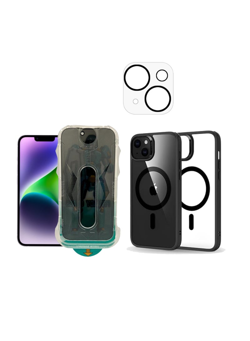 DIGI CORE iPhone 14 Magsafe Case With Camera Lens For iPhone 14 Privacy Screen Protector 6.1 Inch Easy Installation Kit Auto Alignment 9H Hard 99.99% HD Clear Bubble Free Anti Spy - Image 1