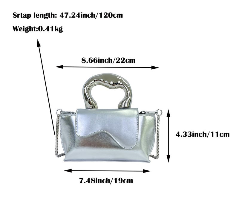 Jusavie Small Silver Bag Crossbody Bags Satchels Y2K Evening Bags Handbag for Women Hobo Bags Shoulder Bags Tote Bag for Women 2024 - Image 4