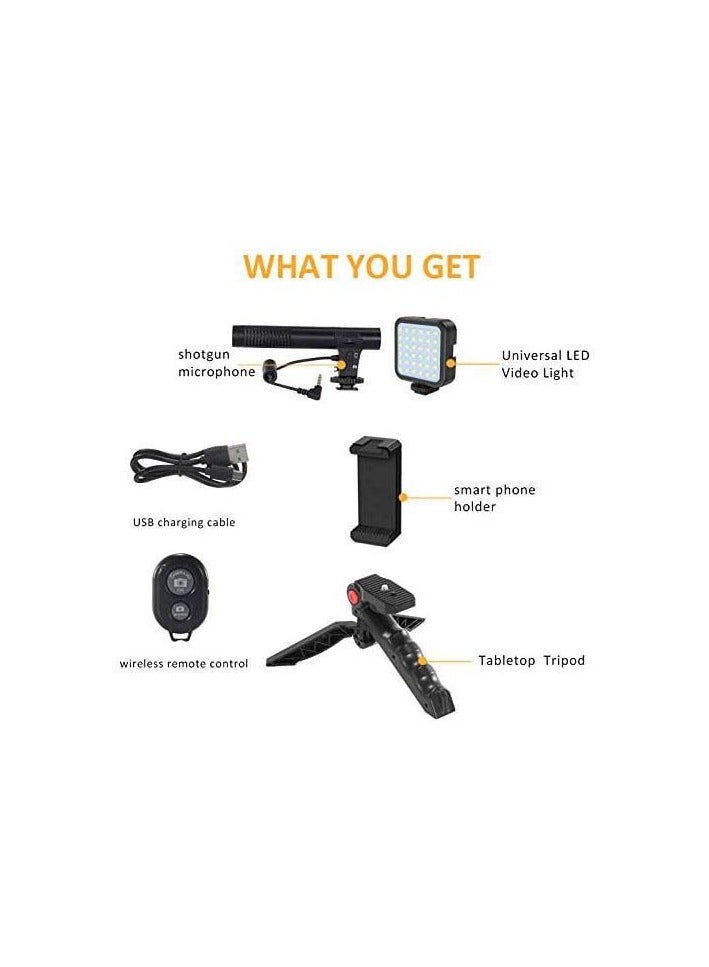 DUSALA Vlogging Live Streaming Kit With Microphone Tripod Black - Image 5