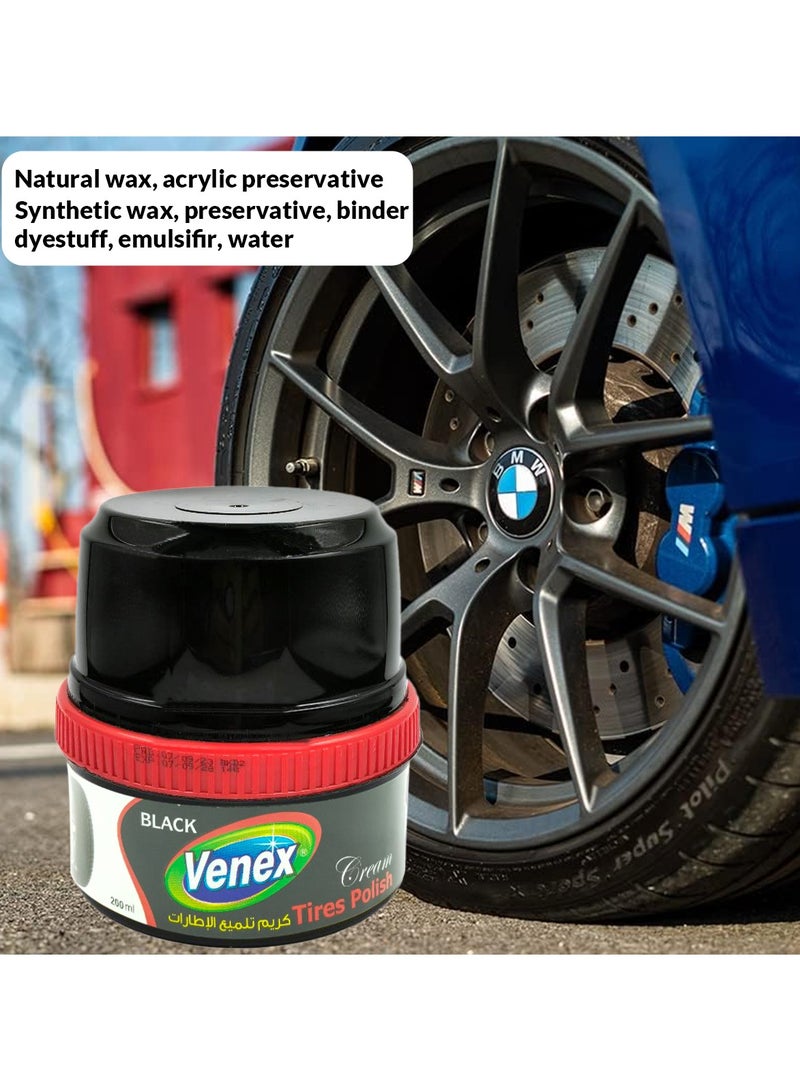 venex VENEX Tires Polishing Black Cream 200ml High Shine Car Tire Polish - Image 2