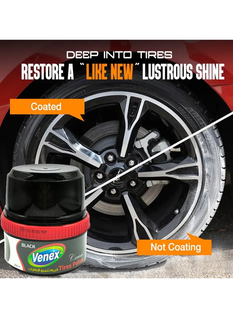 venex VENEX Tires Polishing Black Cream 200ml High Shine Car Tire Polish - Image 3