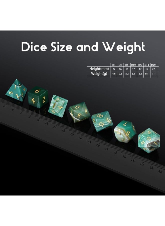 DNDND DNDND Aagte Dungeons and Dragon Dice Set 7 PCS D&D Dice with Gorgeous Gift Case for DND Tabletop Game (Green Agate)  - Image 5