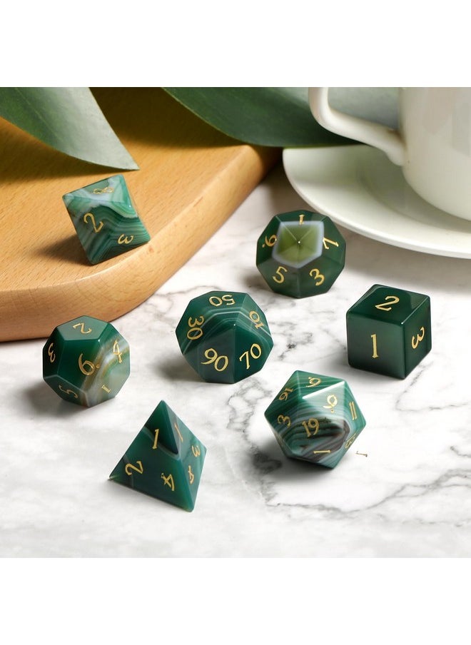 DNDND DNDND Aagte Dungeons and Dragon Dice Set 7 PCS D&D Dice with Gorgeous Gift Case for DND Tabletop Game (Green Agate)  - Image 3