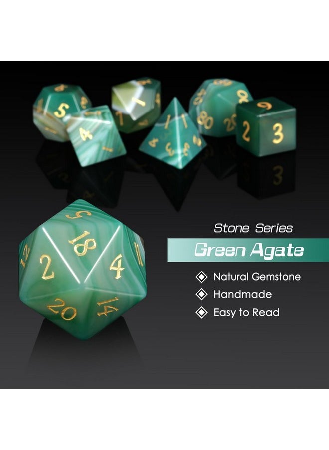 DNDND DNDND Aagte Dungeons and Dragon Dice Set 7 PCS D&D Dice with Gorgeous Gift Case for DND Tabletop Game (Green Agate)  - Image 4