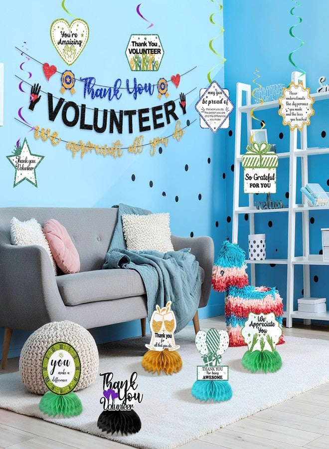 Faccito16 Pcs Volunteers We Appreciate You Decorations Includes Thank You We Appreciate Banner Employee Appreciation Table Decorations and Hanging Swirls for Volunteer Week Month Appreciation Decor - Image 4