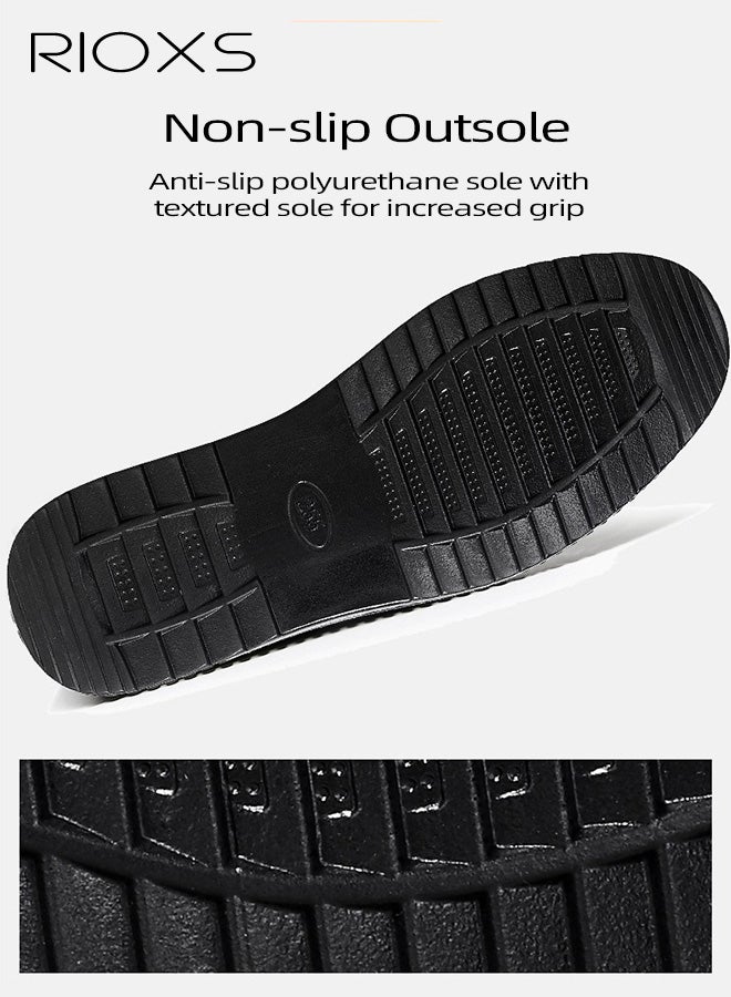 ريوكس حذاء رجالي شبكي، حذاء رجالي غير رسمي سهل الارتداء، حذاء موضة خفيف الوزن ومضاد للانزلاق، حذاء عمل ناعم القاعدة وقابل للتنفس، حذاء قيادة عصري للمنزل والسفر والترفيه، رمادي داكن - Image 3