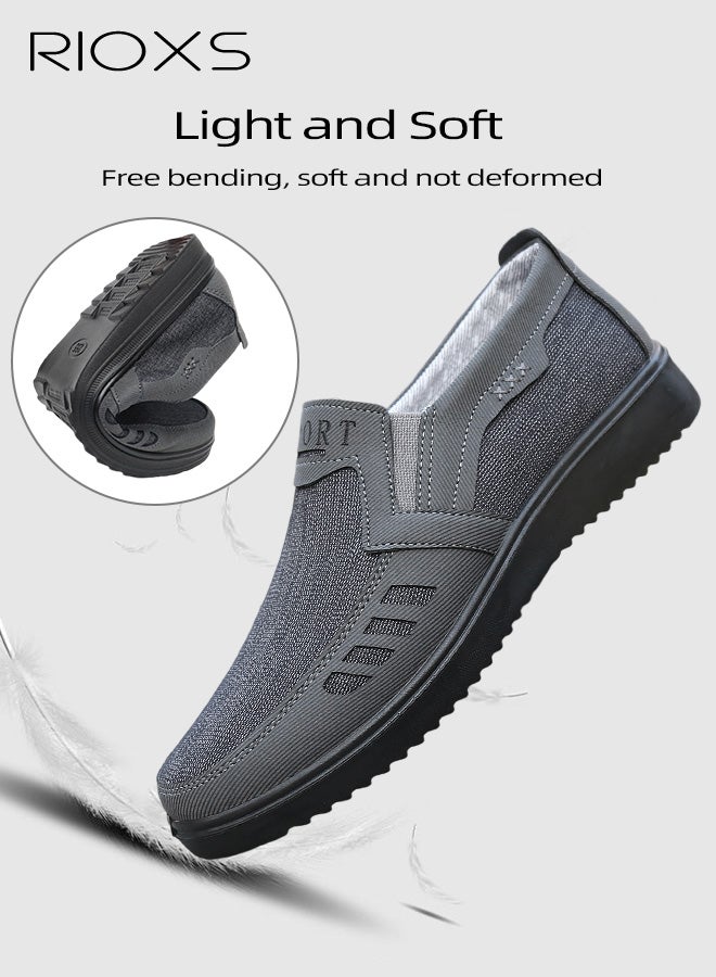 ريوكس حذاء رجالي شبكي، حذاء رجالي غير رسمي سهل الارتداء، حذاء موضة خفيف الوزن ومضاد للانزلاق، حذاء عمل ناعم القاعدة وقابل للتنفس، حذاء قيادة عصري للمنزل والسفر والترفيه، رمادي داكن - Image 4