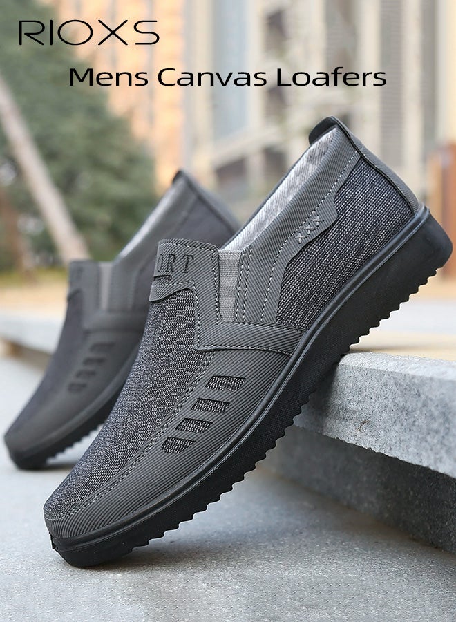 ريوكس حذاء رجالي شبكي، حذاء رجالي غير رسمي سهل الارتداء، حذاء موضة خفيف الوزن ومضاد للانزلاق، حذاء عمل ناعم القاعدة وقابل للتنفس، حذاء قيادة عصري للمنزل والسفر والترفيه، رمادي داكن - Image 5