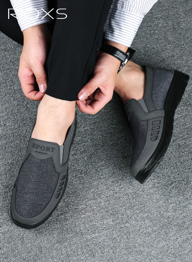 ريوكس حذاء رجالي شبكي، حذاء رجالي غير رسمي سهل الارتداء، حذاء موضة خفيف الوزن ومضاد للانزلاق، حذاء عمل ناعم القاعدة وقابل للتنفس، حذاء قيادة عصري للمنزل والسفر والترفيه، رمادي داكن - Image 2