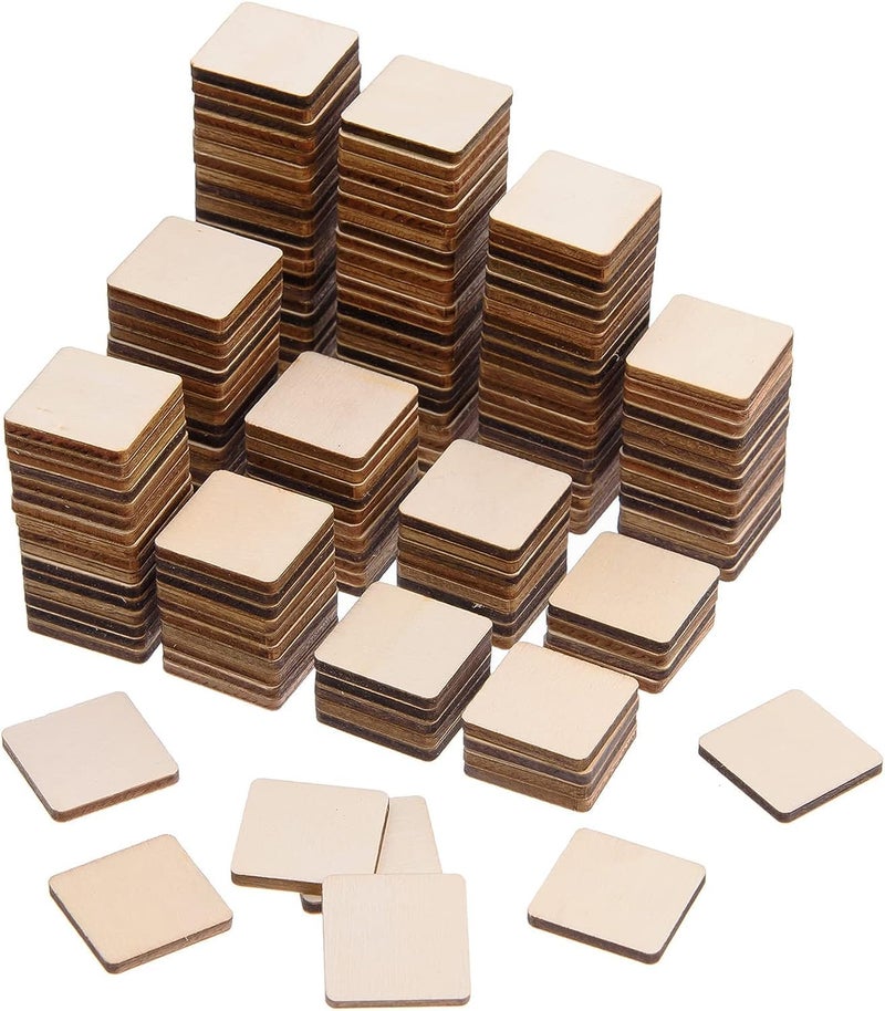 MDF Board - 8 inch Square Wood Slices for Crafts, Unfinished Wooden Cutouts, Set of 10