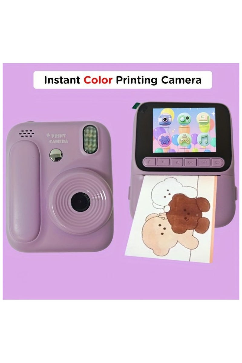 بلو فاير كاميرا طباعة فورية للأطفال بدقة 4800W، شاشة 2.4 بوصة IPS، فيديو 1080p، طباعة حرارية، ألعاب، MP3، بطارية 3 ساعات، دعم ذاكرة حتى 128GB – هدية مثالية للأطفال - Image 3