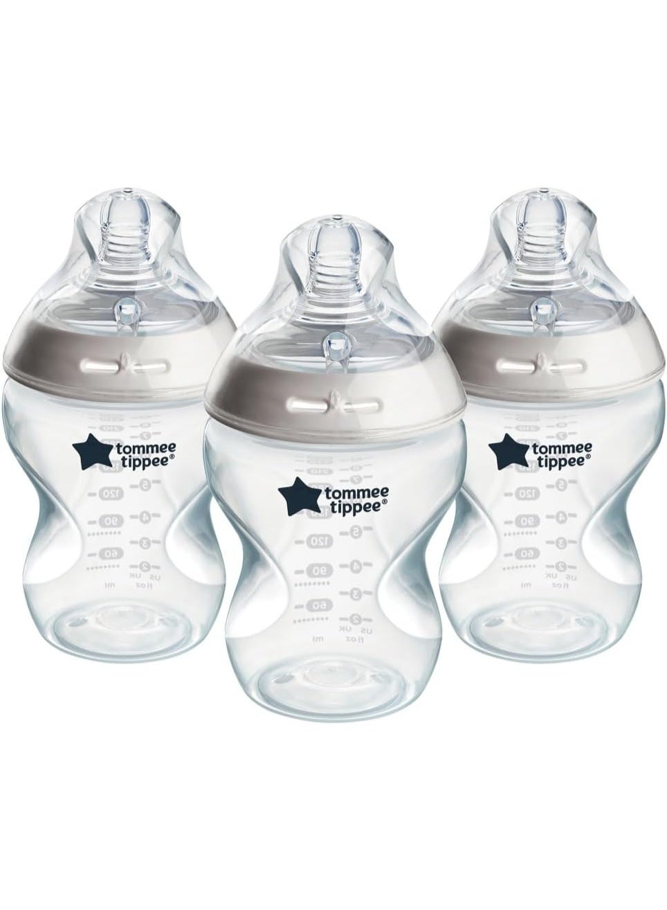 tommee tippee Natural Start Baby Feeding Bottles Slow Flow Breast Like Teats Anti Colic Valve Soft Silicone Nipple BPA Free 0M+ 3X260 ML