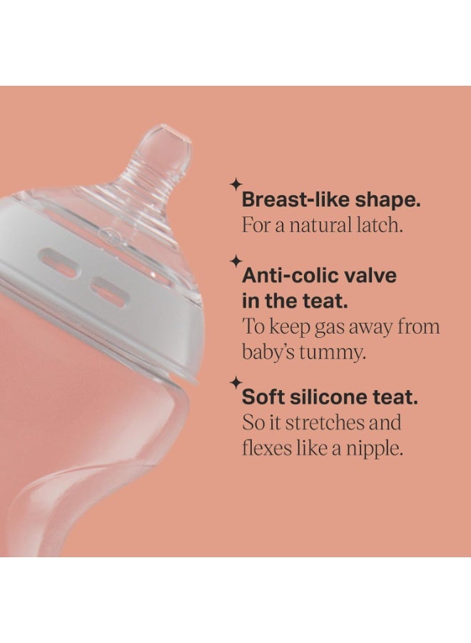 tommee tippee Natural Start Baby Feeding Bottles Slow Flow Breast Like Teats Anti Colic Valve Soft Silicone Nipple BPA Free 0M+ 3X260 ML - Image 5