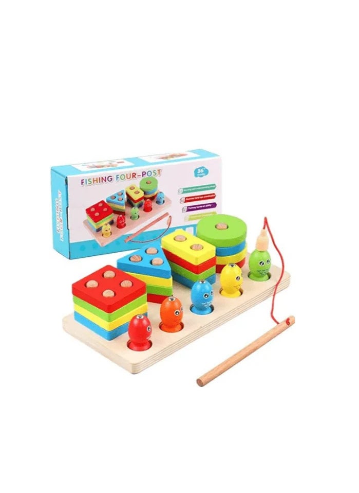 A Set Of Magnetic Fishing Toys That Match Montessori Geometric Building Shapes  - Image 2