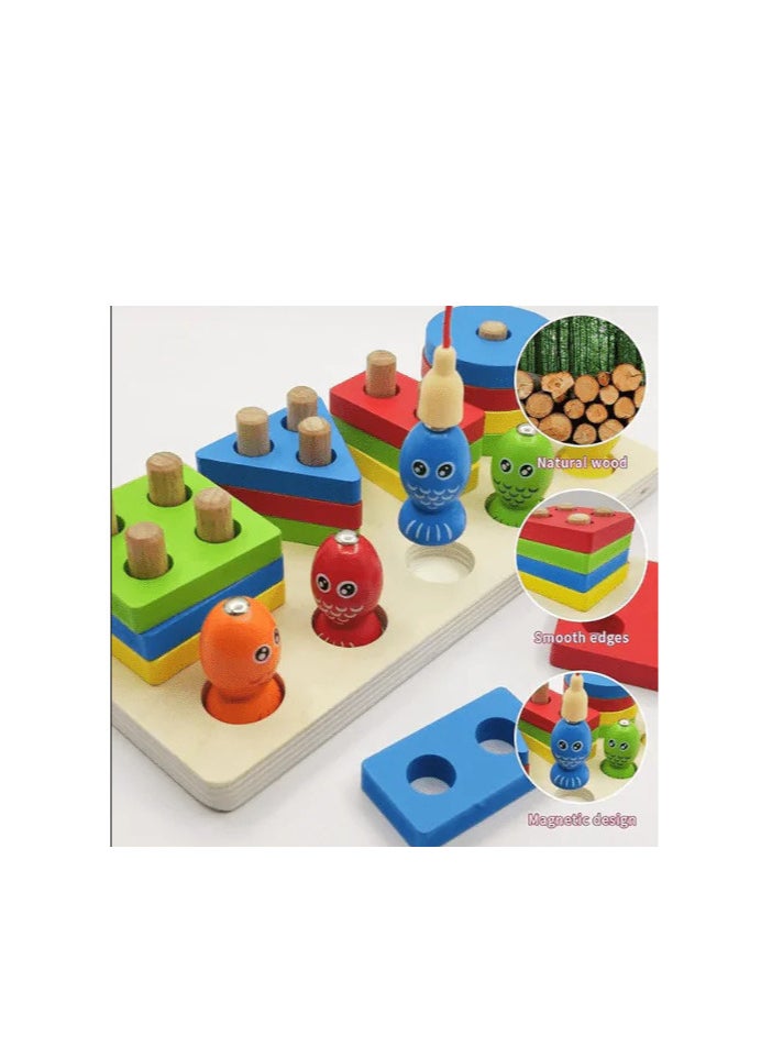 A Set Of Magnetic Fishing Toys That Match Montessori Geometric Building Shapes  - Image 3