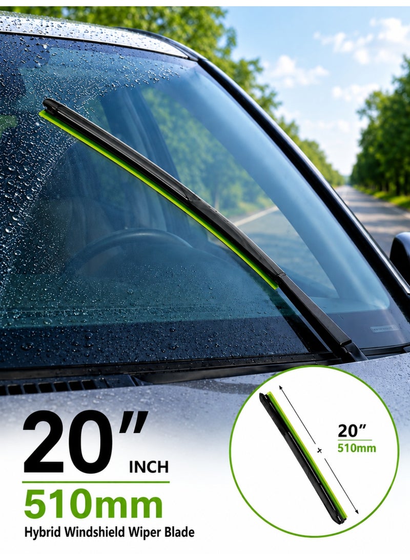 HANSA 20 Inch (510mm) Hybrid Windshield Wiper Blade Universal Car Wiper Blade Silicone Coated Rubber Quiet Streak-Free Wiping All Weather Front Windshield Wiper Easy Installation Clear Visibility Durable Replacement Blade ERPCWP 10228 - Image 1