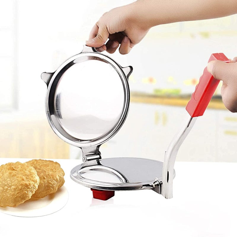 Loukya Loukya Stainless Steel Puri Maker Press Machine with Handle Manual Stainless Steel Roti Press PapadKhakhraChapati Maker  - Image 3