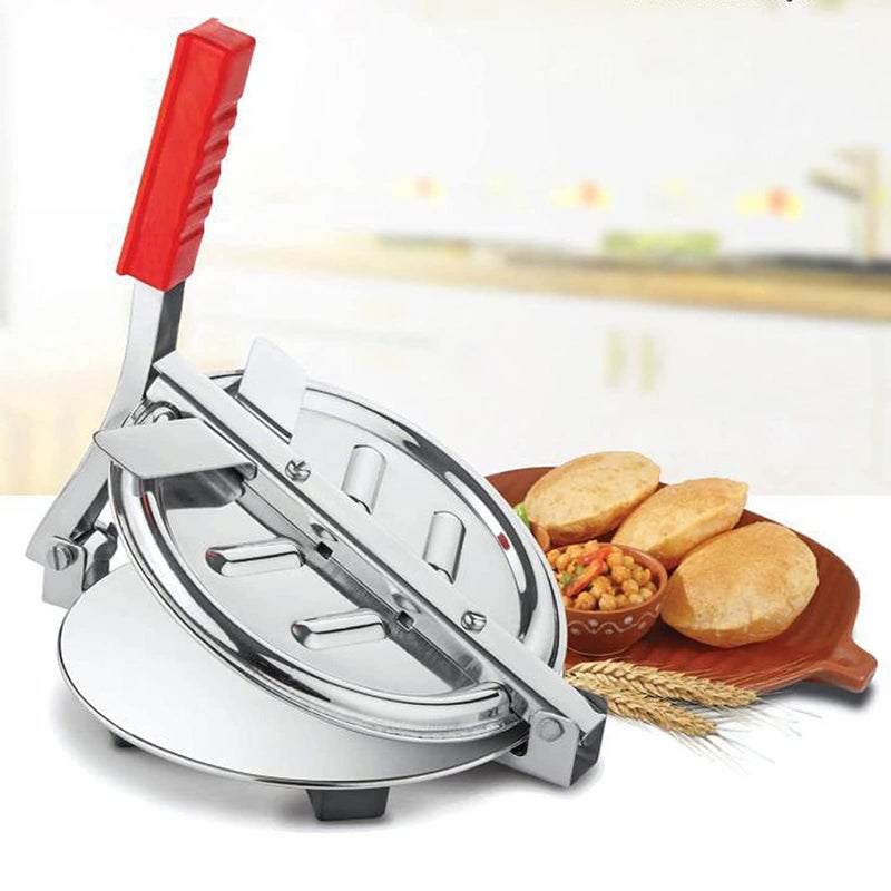 Loukya Loukya Stainless Steel Puri Maker Press Machine with Handle Manual Stainless Steel Roti Press PapadKhakhraChapati Maker  - Image 1