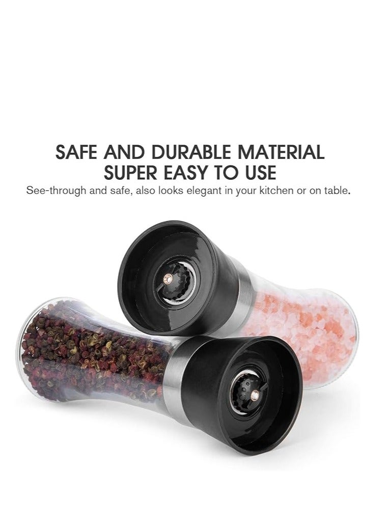Pepper and salt grinder 2-piece set - refillable, adjustable thickness pepper grinder with glass body suitable for home and kitchen (2-piece set) - Image 3