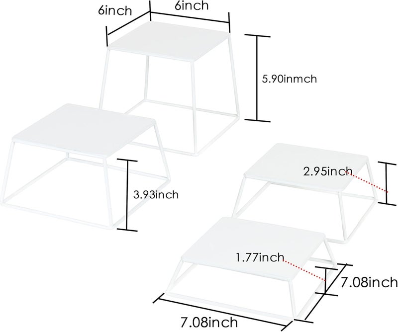 YFEEN Dessert Table Risers Display Stands Food display White Metal Square Retail Pizza,Cupcake,Candy Stands Food Platter Tray,6x6 INCH,Set of 4 - Image 2