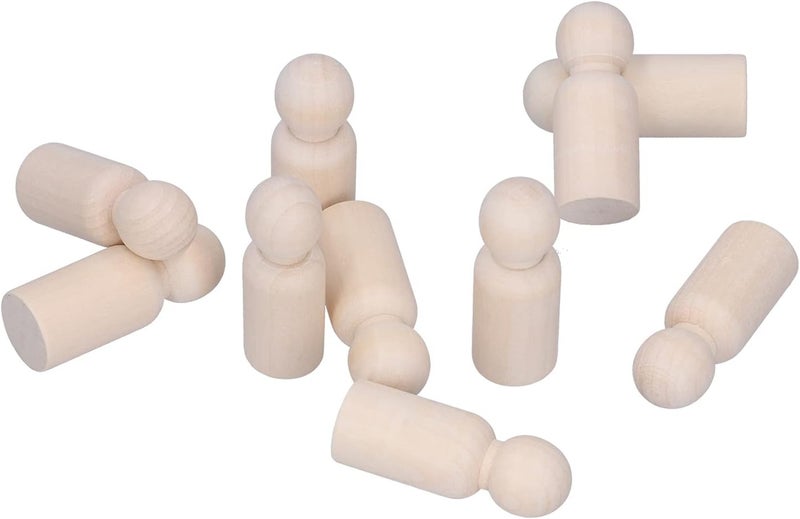 RASTKY Wooden Peg Dolls Craft Kit Smoothly Polished for DIY Painting, Set of 10 Perfect for Children's Toys Color Painting Ornaments (Male Puppet) - Image 5
