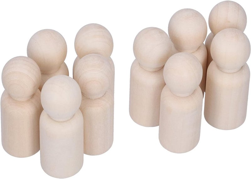 RASTKY Wooden Peg Dolls Craft Kit Smoothly Polished for DIY Painting, Set of 10 Perfect for Children's Toys Color Painting Ornaments (Male Puppet) - Image 1
