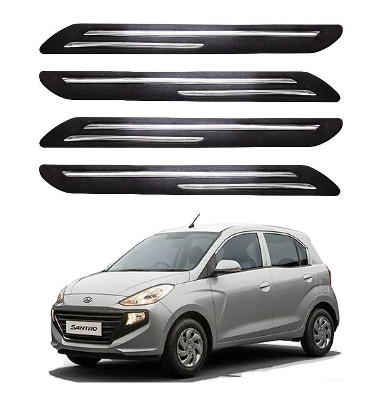 Bowrain Car Bumper Protector for Hyundai Santro Xing (New- 2018) - (Black, Pack of 4, Chrome Strip) - Image 1