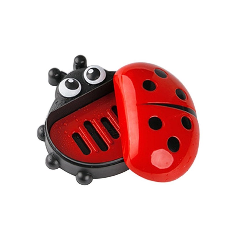 Prostuff.In Ladybug Shape Double Layer Soap Box Dish Holder with Cover for Bathroom Storage Random Color 1Pcs - Image 2