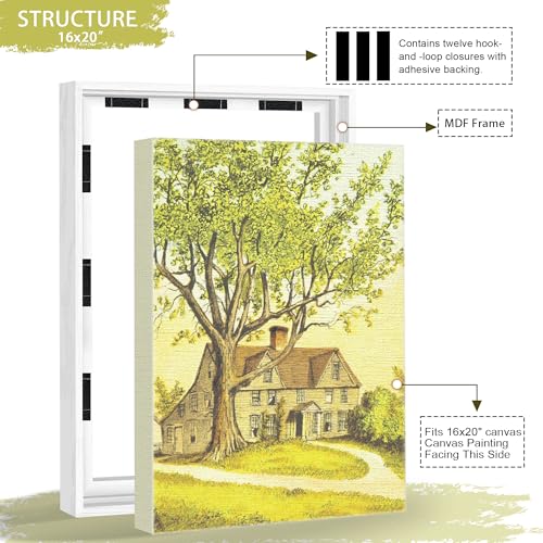 Abtgt 16x20 Canvas Floating Frame with 0.9" Deep, White Floater Frame for Canvas Paintings with Adhesive, Vertical or Horizontal Wall Art frame for Prints Oil Painting Diamond Decor, 1 Pack. - Image 3