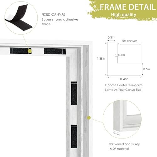 Abtgt 16x20 Canvas Floating Frame with 0.9" Deep, White Floater Frame for Canvas Paintings with Adhesive, Vertical or Horizontal Wall Art frame for Prints Oil Painting Diamond Decor, 1 Pack. - Image 4