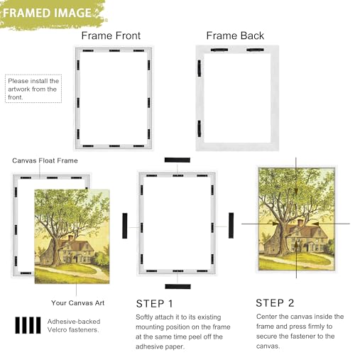 Abtgt 16x20 Canvas Floating Frame with 0.9" Deep, White Floater Frame for Canvas Paintings with Adhesive, Vertical or Horizontal Wall Art frame for Prints Oil Painting Diamond Decor, 1 Pack. - Image 2