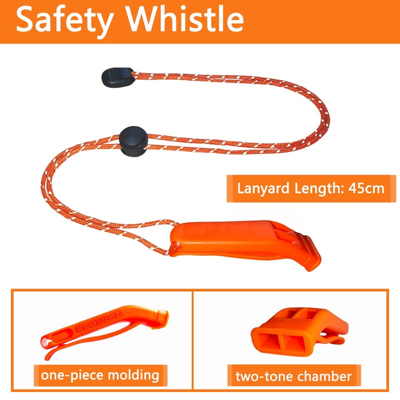 Amzonly Emergency Whistle, 120db+ Safety Whistle Survival Shrill Loud for Camping Hiking Hunting Boating Fishing Life Vest Jacket Rescue Signaling Kids Lifeguard 9 Pack - Image 2