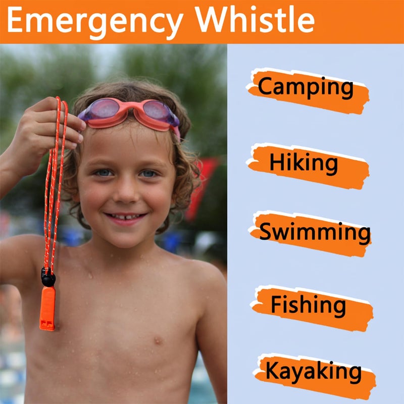 Amzonly Emergency Whistle, 120db+ Safety Whistle Survival Shrill Loud for Camping Hiking Hunting Boating Fishing Life Vest Jacket Rescue Signaling Kids Lifeguard 9 Pack - Image 3